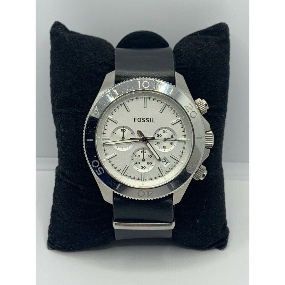 Fossil CH2847 Men's Black Leather Analog White Dia